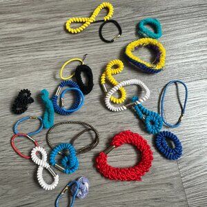 23 Hair Ties / Hair Scrunchies - Red / Yellow / Blue